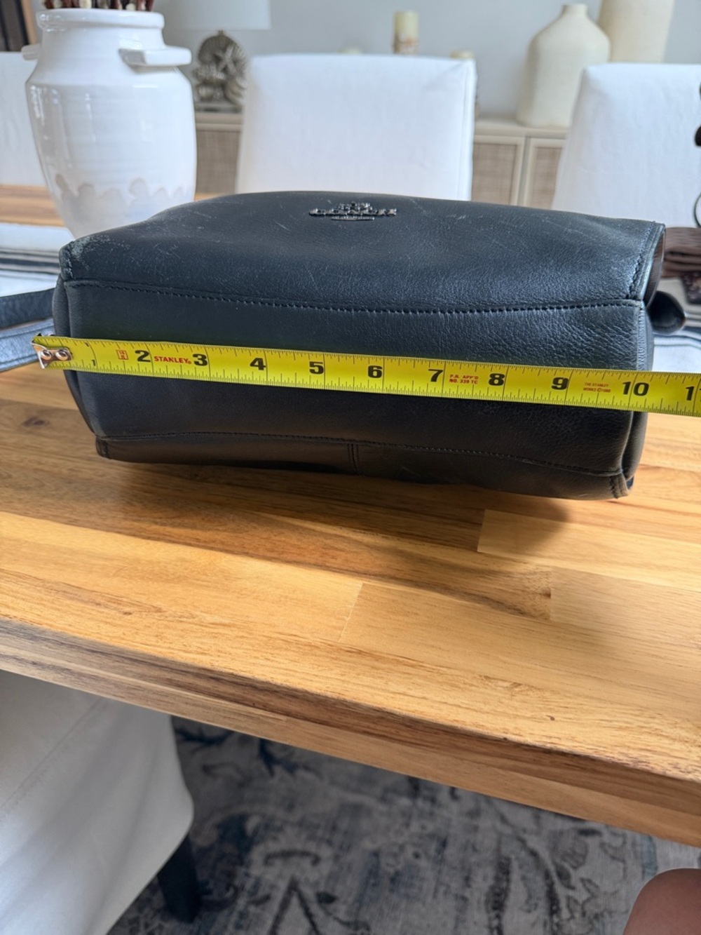 Coach Black Leather Crossbody Shoulder Bag with silver logo - Picture 3 of 12
